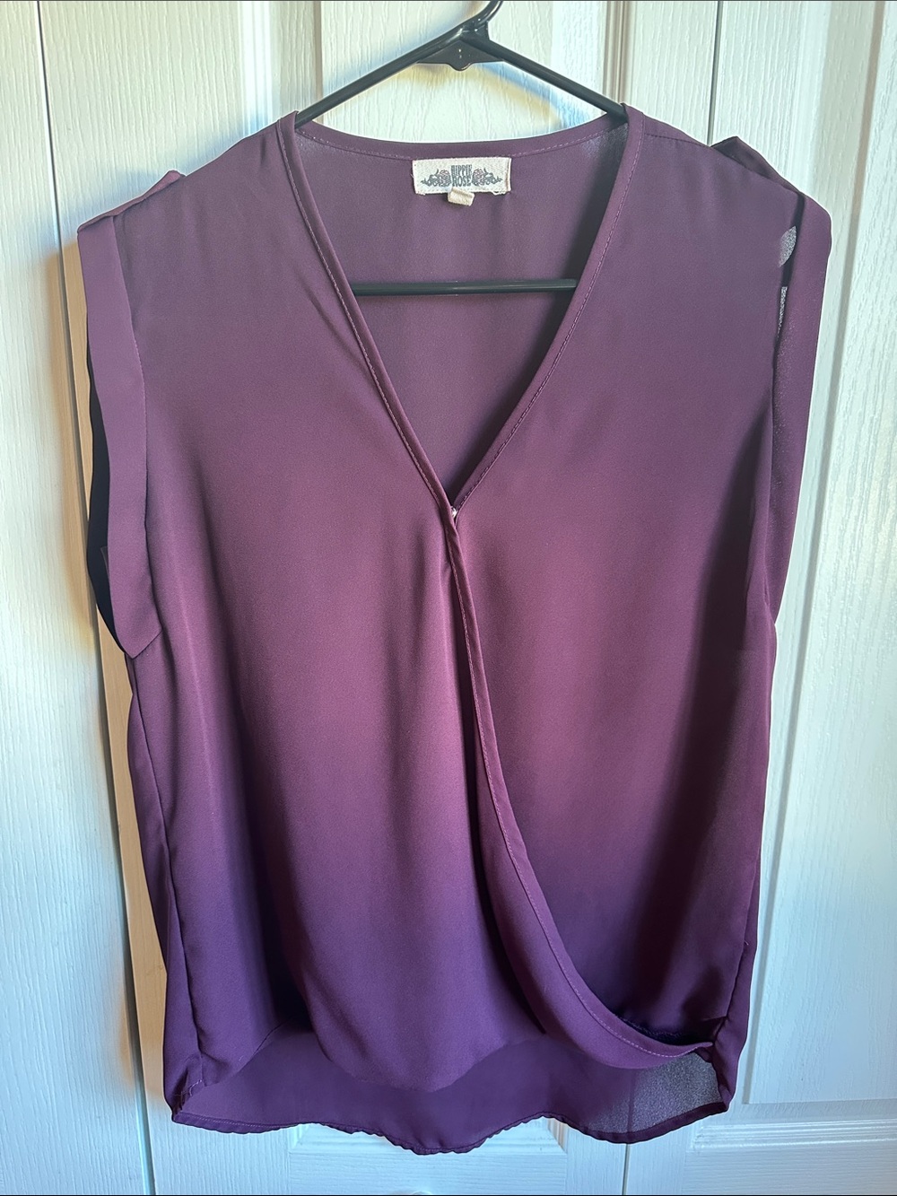 Hippie Rose Plum V-Neck Sleeveless Wrap Blouse